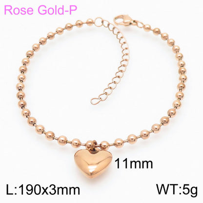 Casual Vacation Heart Shape Titanium Steel Plating 18k Gold Plated Bracelets Necklace