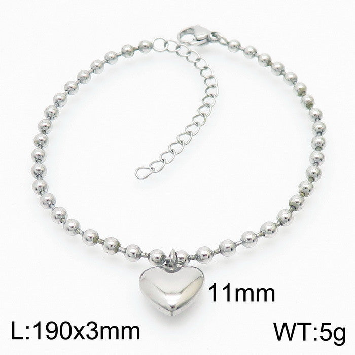 Casual Vacation Heart Shape Titanium Steel Plating 18k Gold Plated Bracelets Necklace