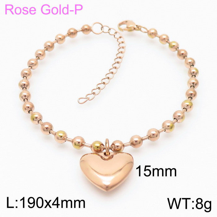 Casual Vacation Heart Shape Titanium Steel Plating 18k Gold Plated Bracelets Necklace