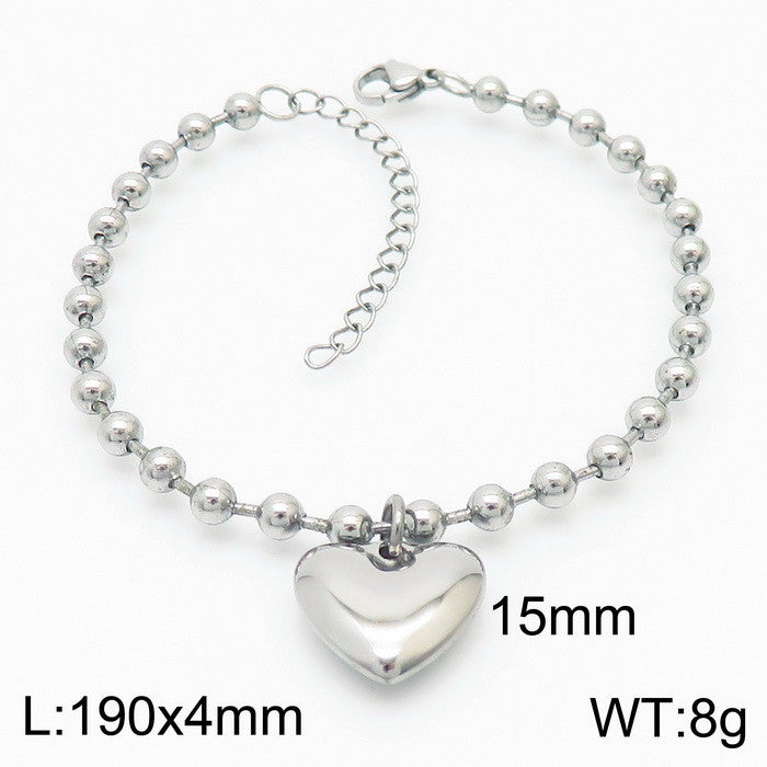 Casual Vacation Heart Shape Titanium Steel Plating 18k Gold Plated Bracelets Necklace