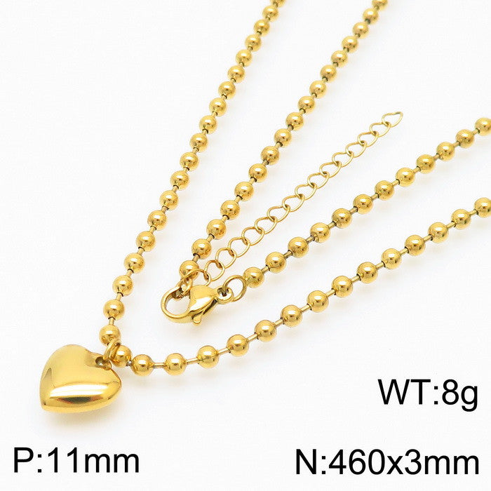 Casual Vacation Heart Shape Titanium Steel Plating 18k Gold Plated Bracelets Necklace