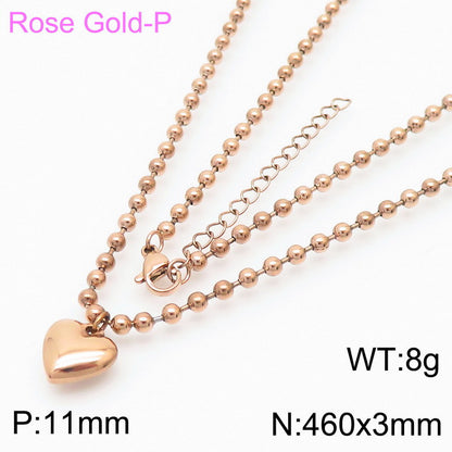 Casual Vacation Heart Shape Titanium Steel Plating 18k Gold Plated Bracelets Necklace