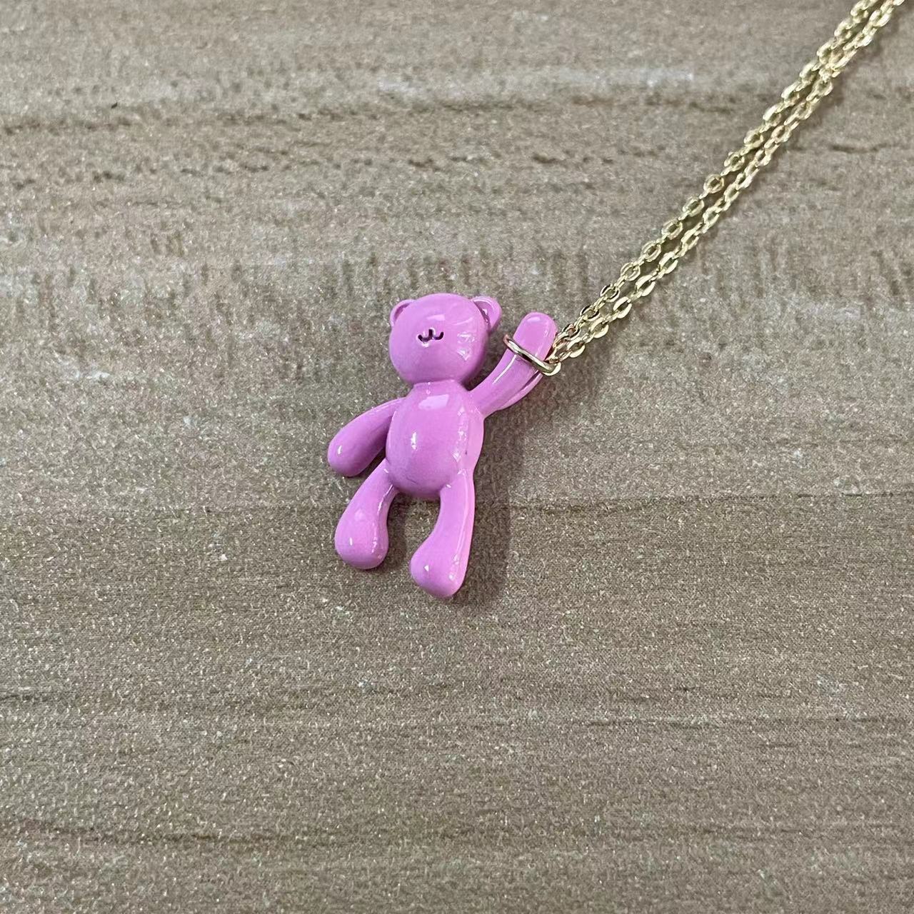 Elegant Luxurious Classic Style Animal Bear Copper 14k Gold Plated Pendant Necklace In Bulk