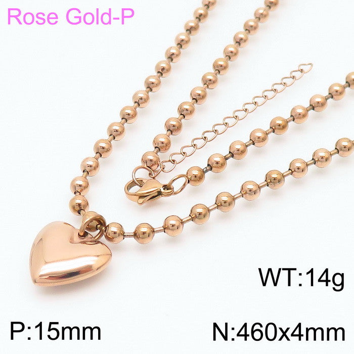 Casual Vacation Heart Shape Titanium Steel Plating 18k Gold Plated Bracelets Necklace