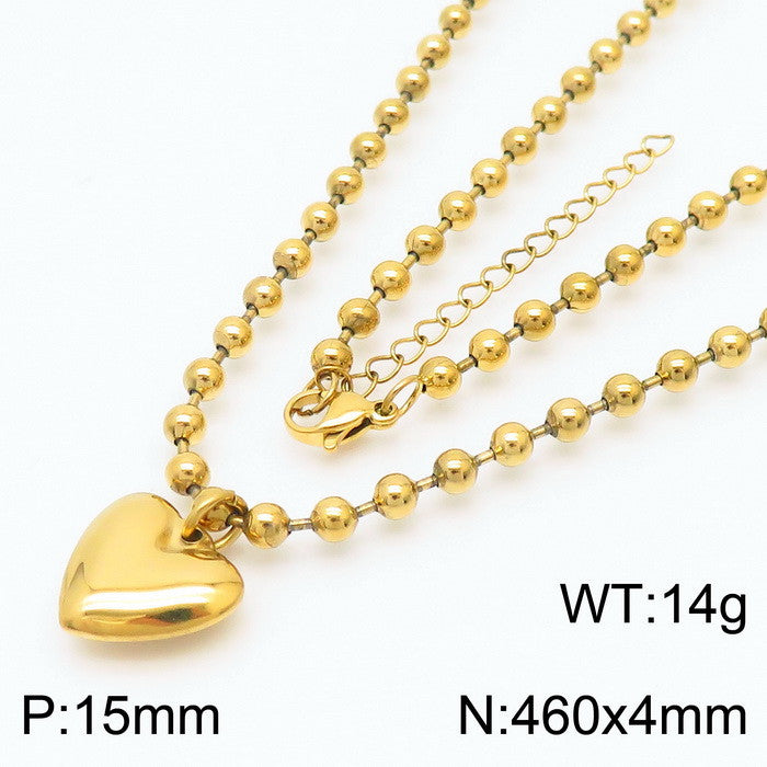 Casual Vacation Heart Shape Titanium Steel Plating 18k Gold Plated Bracelets Necklace