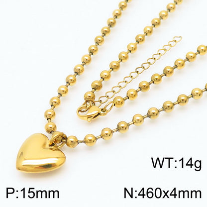 Casual Vacation Heart Shape Titanium Steel Plating 18k Gold Plated Bracelets Necklace