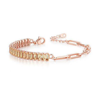 Lady Solid Color Copper Plating Inlay Zircon Gold Plated Bracelets