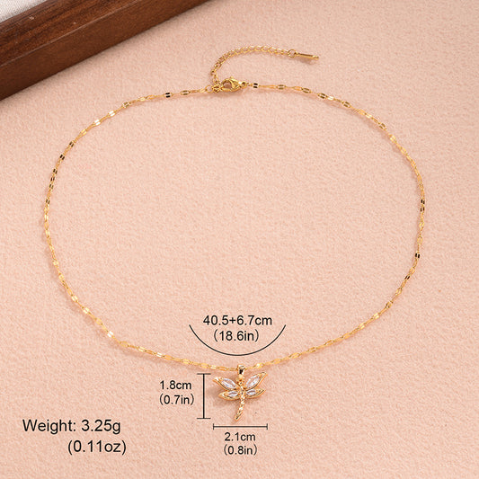 Elegant Cute Sweet Square Copper 18k Gold Plated Zircon Pendant Necklace In Bulk