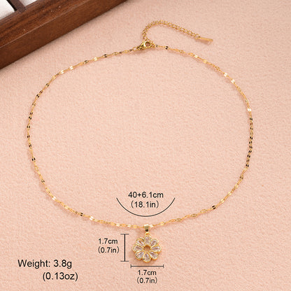 Elegant Cute Sweet Square Copper 18k Gold Plated Zircon Pendant Necklace In Bulk