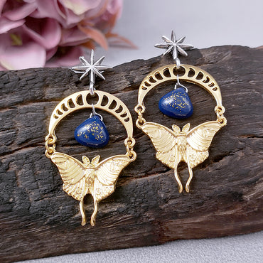 1 Pair Classical Butterfly Plating Inlay Alloy Natural Stone Gold Plated Drop Earrings