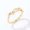 Casual Leaves Copper Inlay Zircon Open Rings