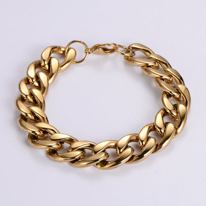 Hip-hop Rock Solid Color Stainless Steel Polishing Chain 18k Gold Plated Men's Bracelets