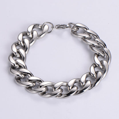 Hip-hop Rock Solid Color Stainless Steel Polishing Chain 18k Gold Plated Men's Bracelets