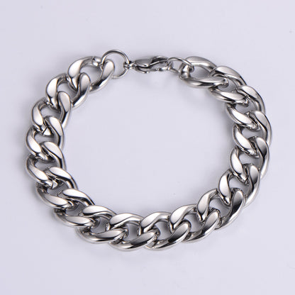 Hip-hop Rock Solid Color Stainless Steel Polishing Chain 18k Gold Plated Men's Bracelets