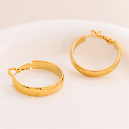 1 Pair Retro Simple Style C Shape Round Plating Stainless Steel 18k Gold Plated Hoop Earrings