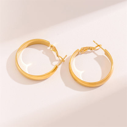 1 Pair Retro Simple Style C Shape Round Plating Stainless Steel 18k Gold Plated Hoop Earrings