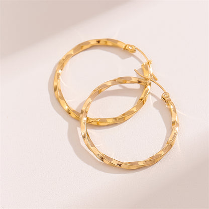 1 Pair Retro Simple Style Round Plating Stainless Steel 18k Gold Plated Hoop Earrings