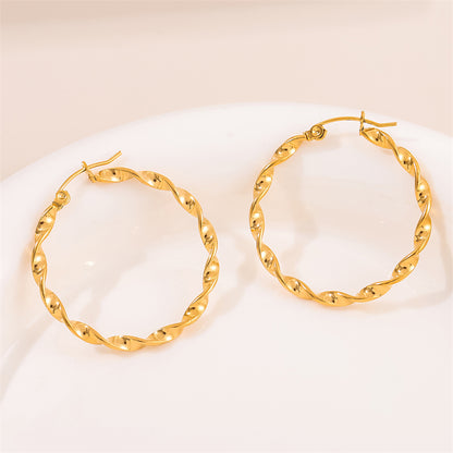 1 Pair Retro Simple Style Round Plating Stainless Steel 18k Gold Plated Hoop Earrings