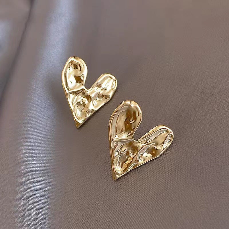 1 Pair Streetwear Heart Shape Solid Color Plating Hollow Out Alloy Gold Plated Drop Earrings Ear Studs