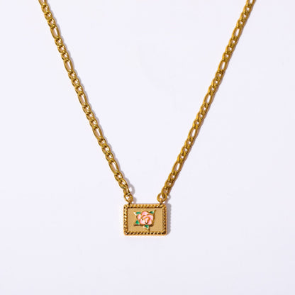 Elegant Retro Lady Rose Copper Gold Plated Pendant Necklace In Bulk