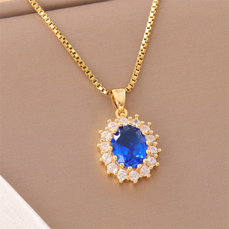 Elegant Simple Style Streetwear Heart Shape Flower Butterfly Stainless Steel Titanium Steel Plating Inlay Zircon 18k Gold Plated Pendant Necklace