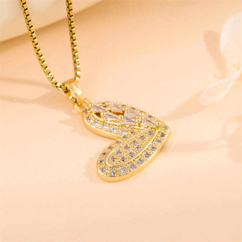 Elegant Simple Style Streetwear Heart Shape Flower Butterfly Stainless Steel Titanium Steel Plating Inlay Zircon 18k Gold Plated Pendant Necklace