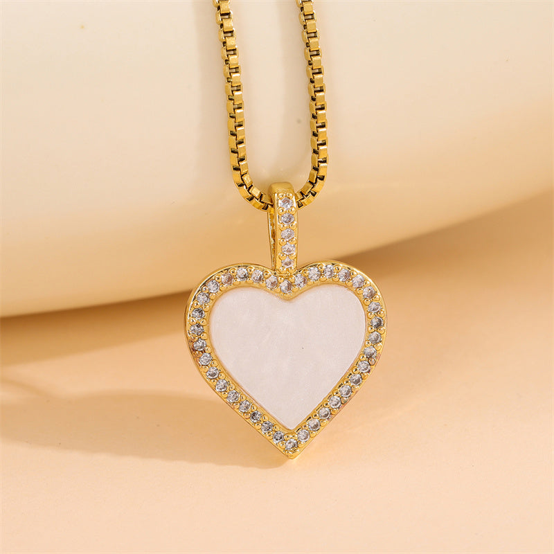 Elegant Simple Style Streetwear Heart Shape Flower Butterfly Stainless Steel Titanium Steel Plating Inlay Zircon 18k Gold Plated Pendant Necklace