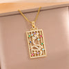 Retro Lady Roman Style Snake Bee Butterfly Stainless Steel Titanium Steel Enamel Plating Inlay Zircon 18k Gold Plated Pendant Necklace