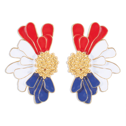 Elegant Vintage Style Sweet Flower Alloy Enamel Women'S Ear Studs