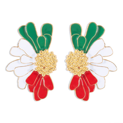 Elegant Vintage Style Sweet Flower Alloy Enamel Women'S Ear Studs