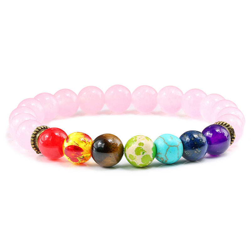 Natural Stone Colorful Chakra Energy Yoga Bracelet 8mm Green Agate Bracelet Bracelet