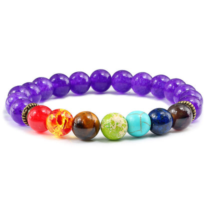 Natural Stone Colorful Chakra Energy Yoga Bracelet 8mm Green Agate Bracelet Bracelet