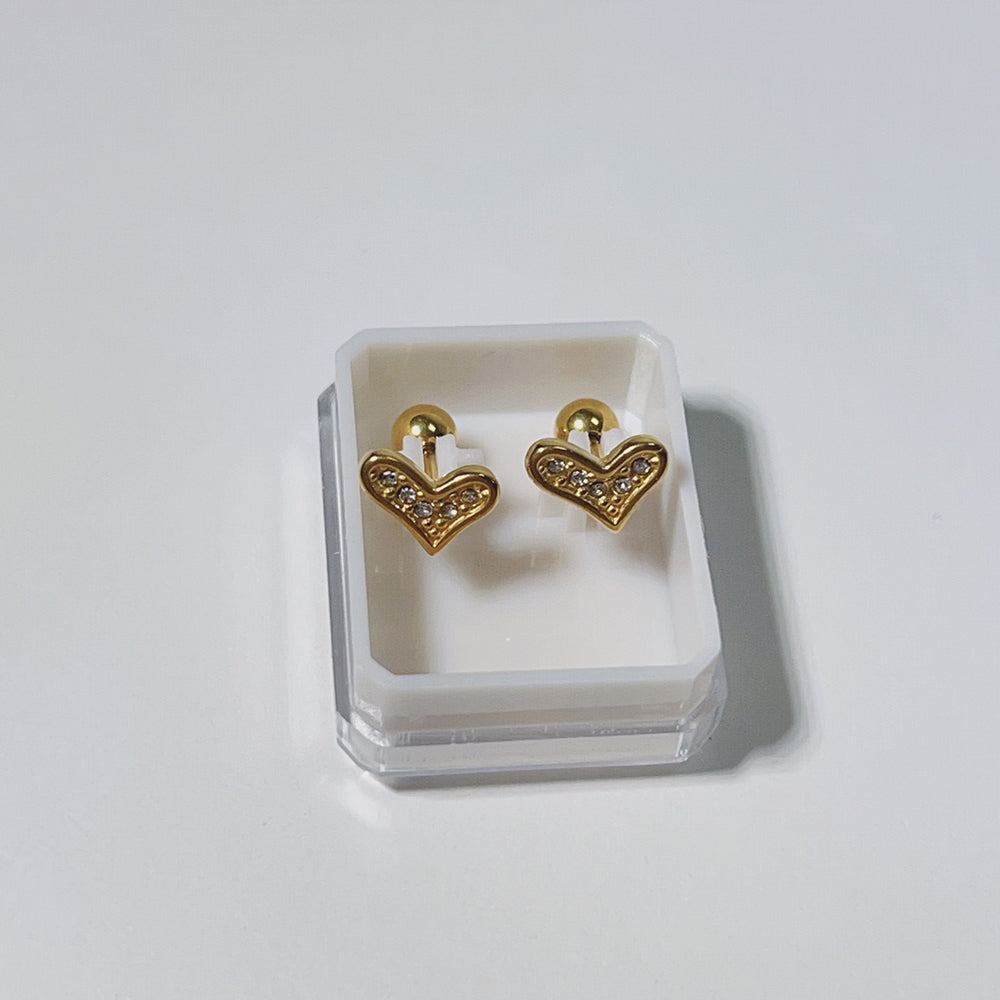 1 Pair Sweet Cross Heart Shape Plating Titanium Steel Ear Studs