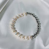 Elegant Color Block Stainless Steel Freshwater Pearl Bracelets In Bulk