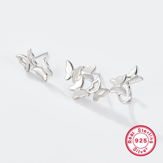 1 Pair Simple Style Classic Style Butterfly Plating Sterling Silver White Gold Plated Ear Studs