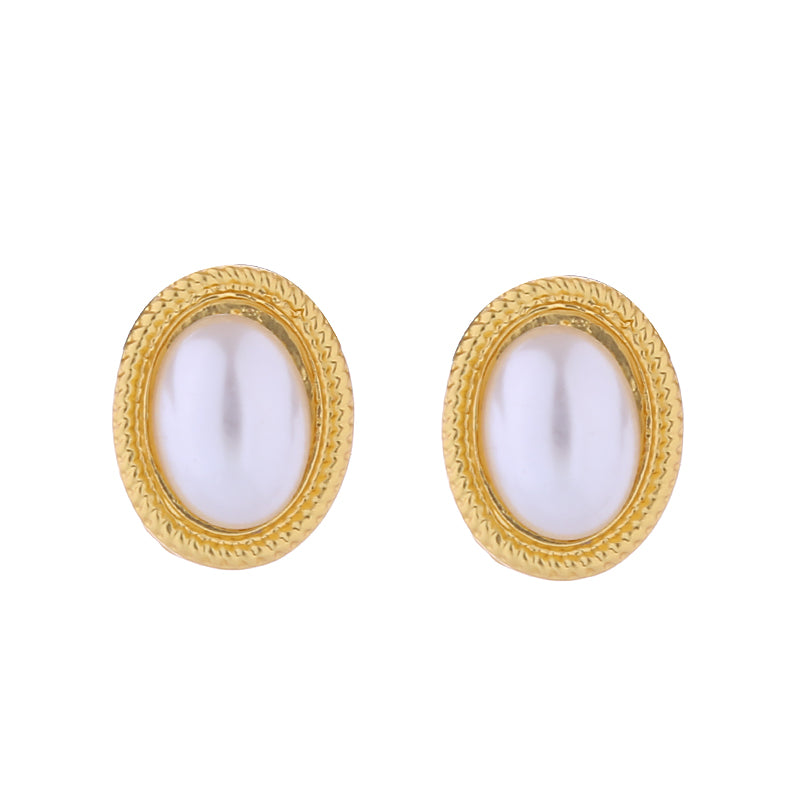 1 Pair Elegant Oval Inlay Artificial Gemstones Alloy Artificial Gemstones Ear Studs