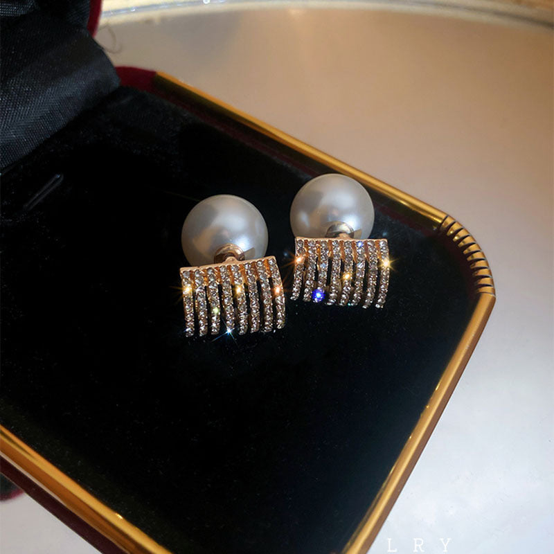 1 Pair Commute Pearl Irregular Plating Inlay Alloy Artificial Rhinestones Gold Plated Ear Studs