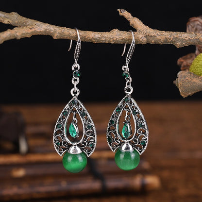 Vintage Alloy Hook Opal Ethnic Peacock Earrings Wholesale