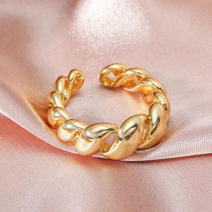 Retro Lady Cross Solid Color Chains Print Copper Plating 18k Gold Plated Rings