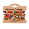 Bohemian Tree Flower Alloy Wooden Beads Charm Women's Bracelets