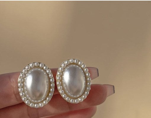 1 Pair Simple Style Round Inlay Alloy Pearl Zircon Ear Studs