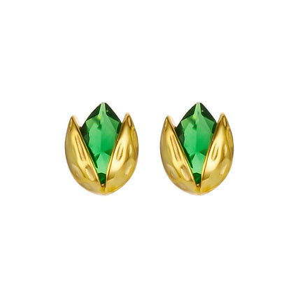 1 Pair Elegant Sweet Geometric Plating Inlay Sterling Silver Zircon 18k Gold Plated Ear Studs