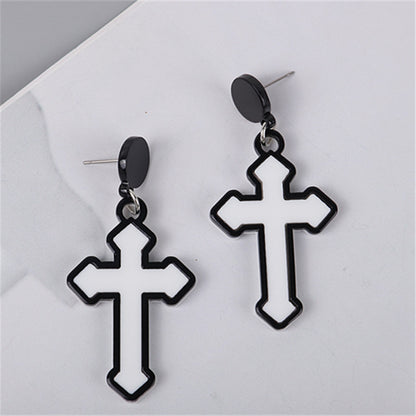 1 Pair Retro Cross Arylic Drop Earrings