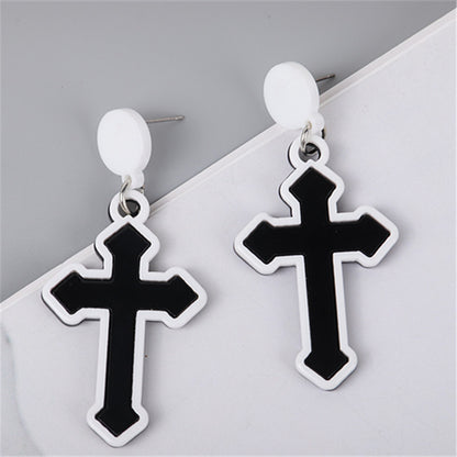 1 Pair Retro Cross Arylic Drop Earrings