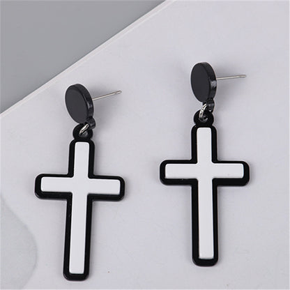 1 Pair Retro Cross Arylic Drop Earrings