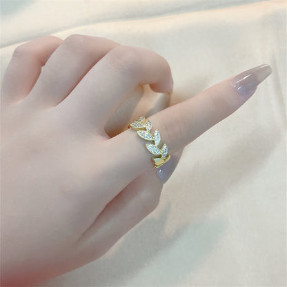 Casual Shiny Flower Butterfly Copper Zircon Open Rings In Bulk