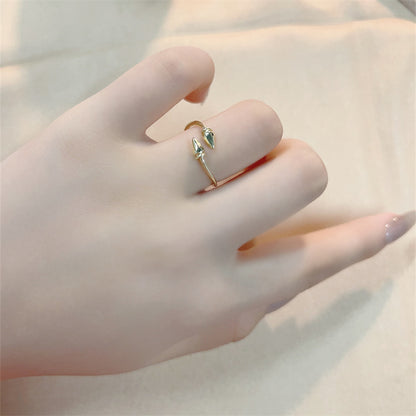 Casual Shiny Flower Butterfly Copper Zircon Open Rings In Bulk