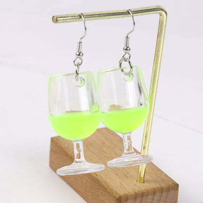 1 Pair Vacation Wine Glass Arylic Drop Earrings