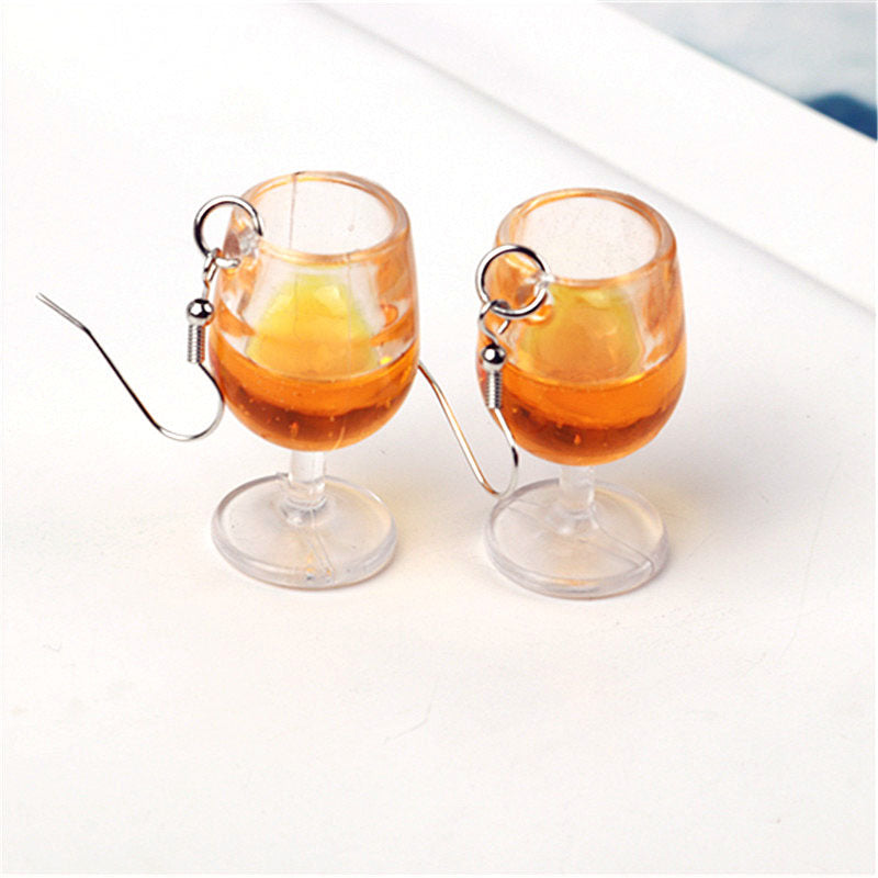 1 Pair Vacation Wine Glass Arylic Drop Earrings