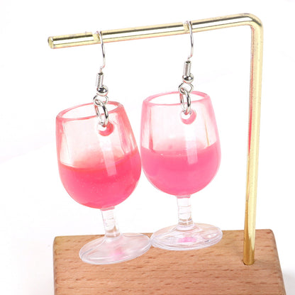 1 Pair Vacation Wine Glass Arylic Drop Earrings